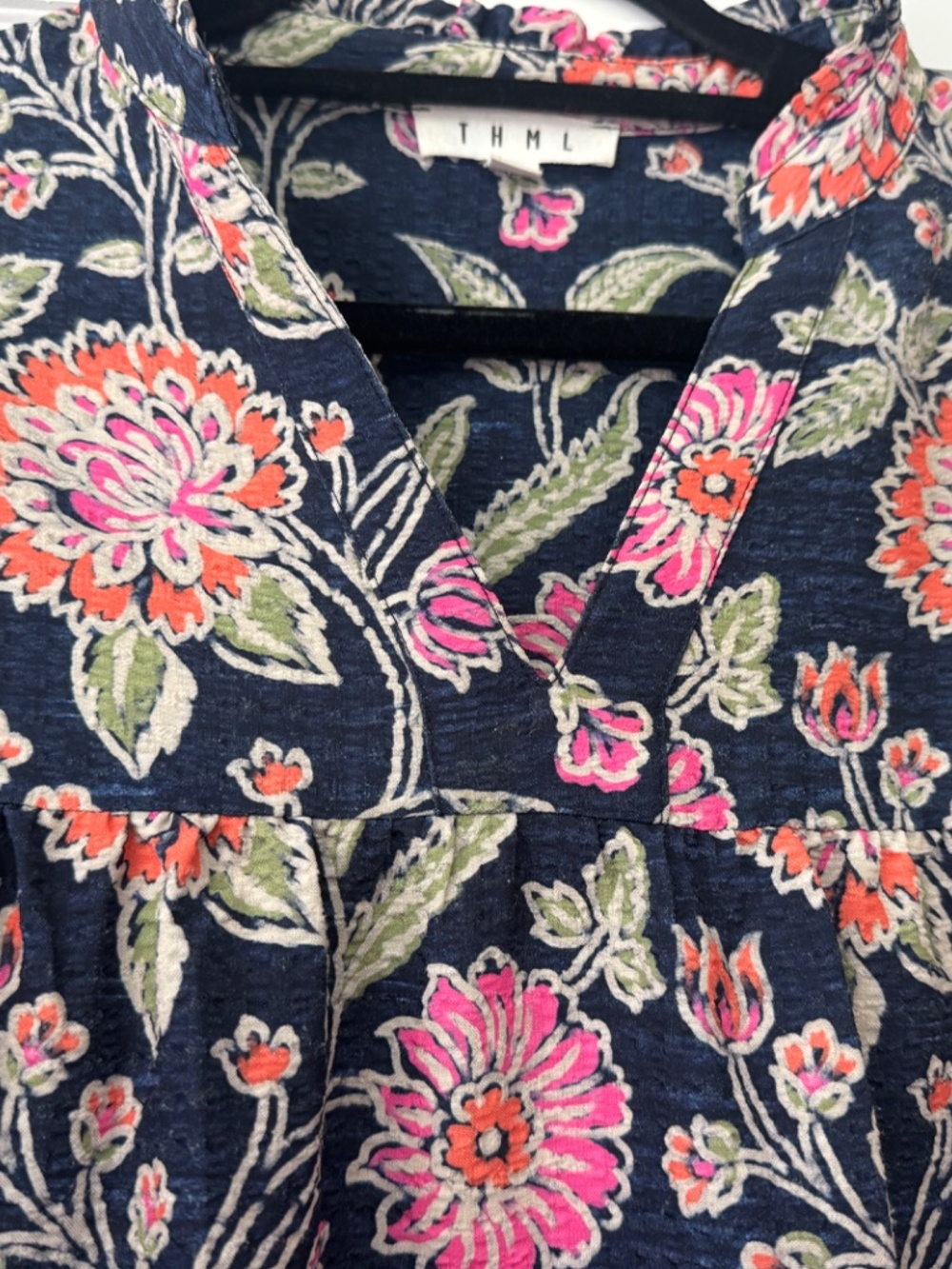 THML Ginny Puff Sleeve Boho Floral Top, Size Large. - Picture 3 of 4